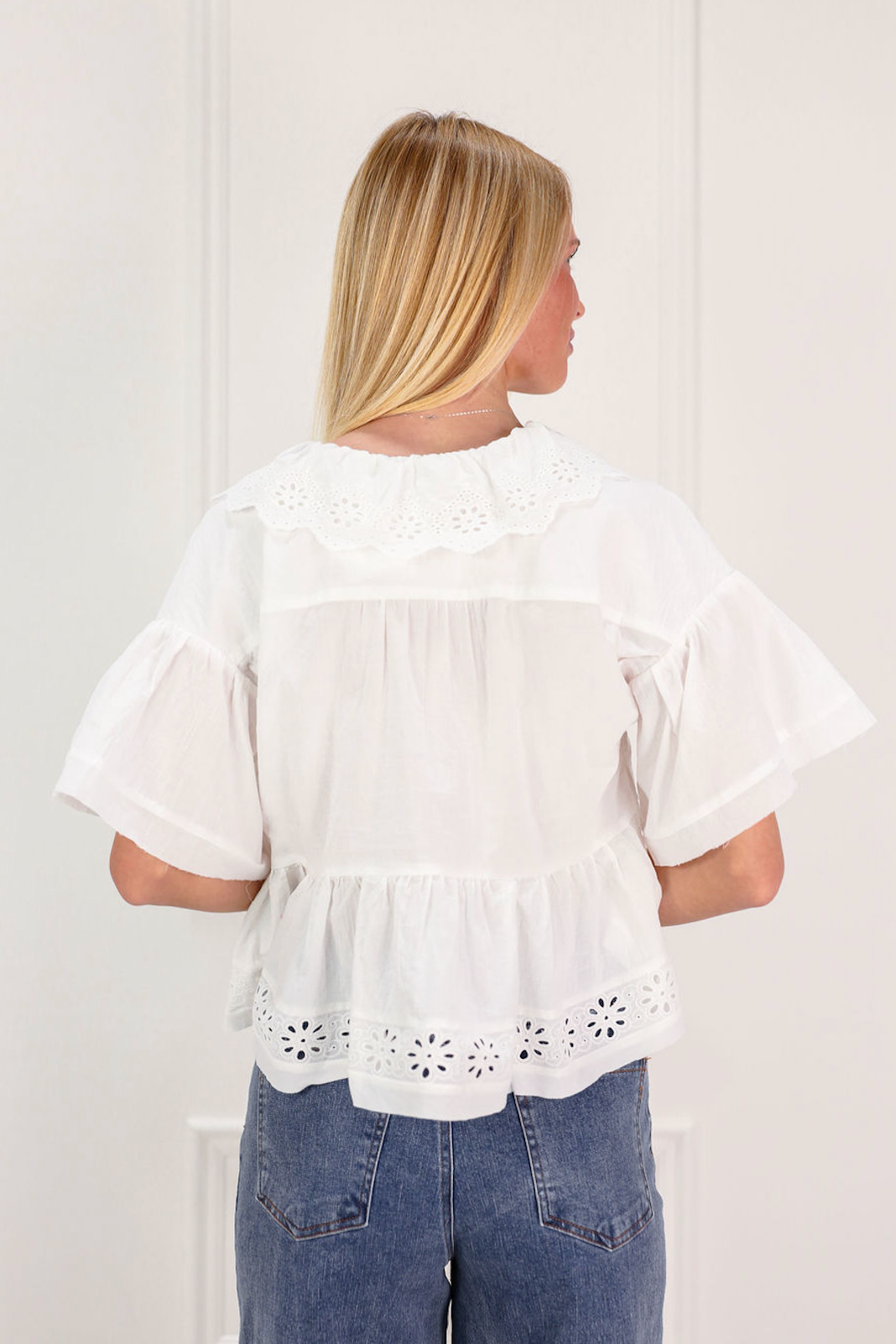 Eyelet Ruffled Blouse