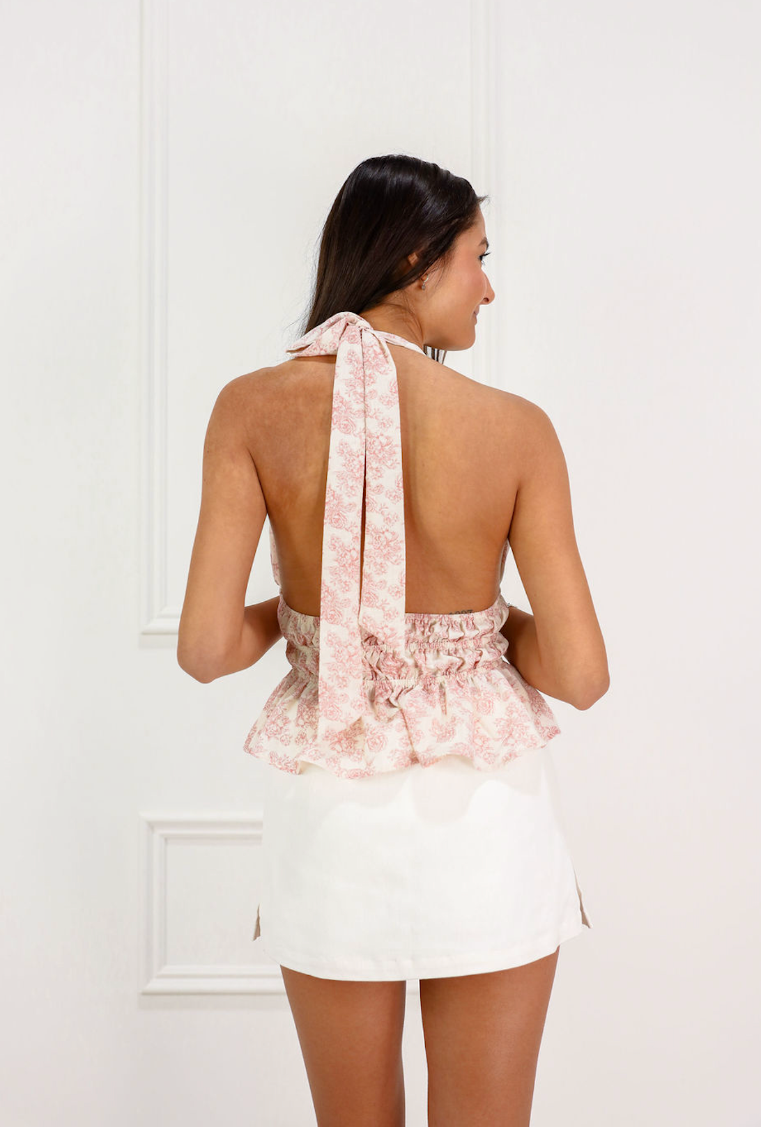 Nia Floral Halter Top Pink