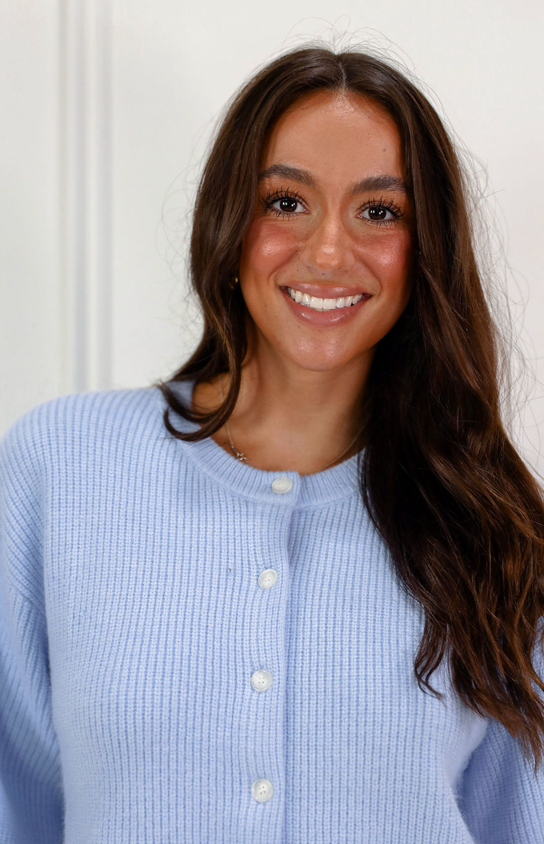 Short Sleeve Knit Cardigan Blue