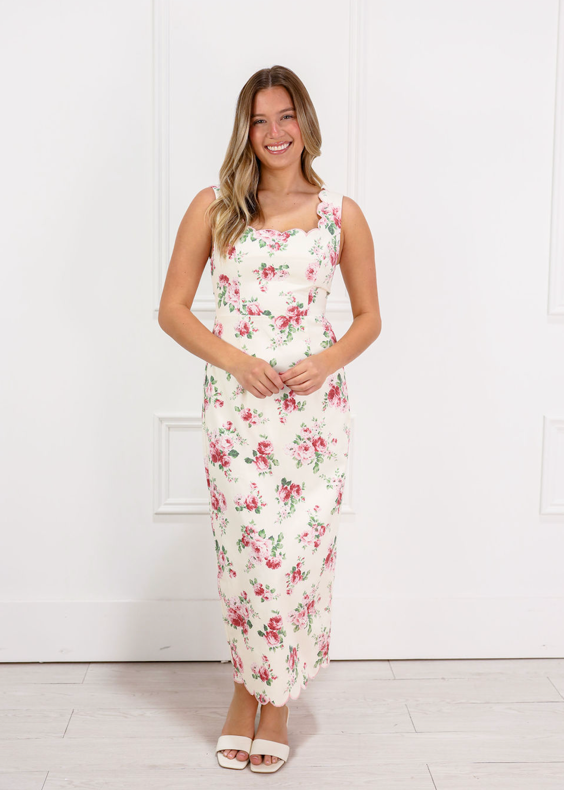Elenor Floral Scallop Midi Dress