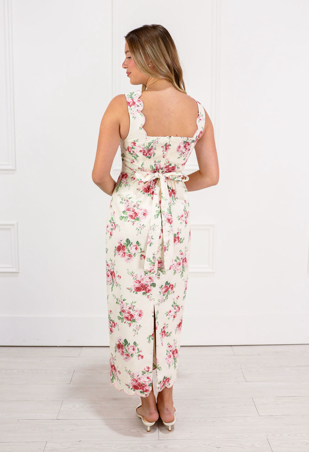 Elenor Floral Scallop Midi Dress
