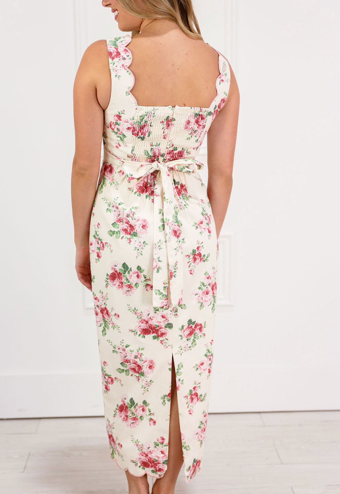 Elenor Floral Scallop Midi Dress
