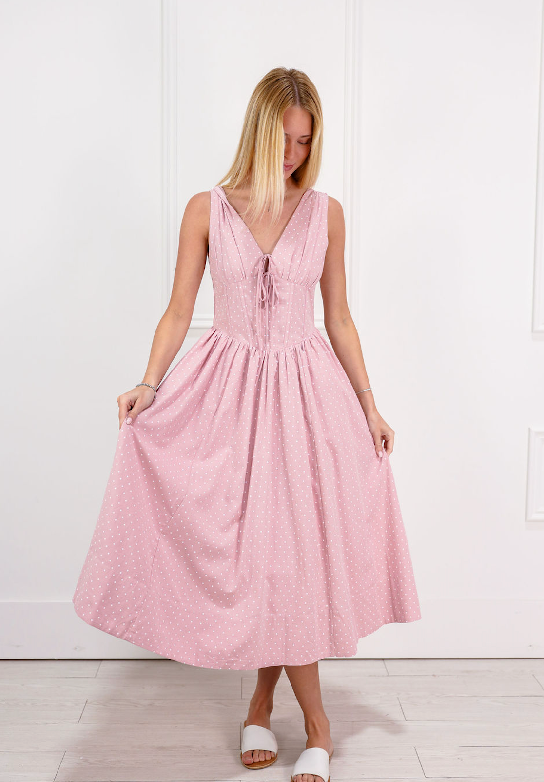 Shae Dottie Midi Dress Pink