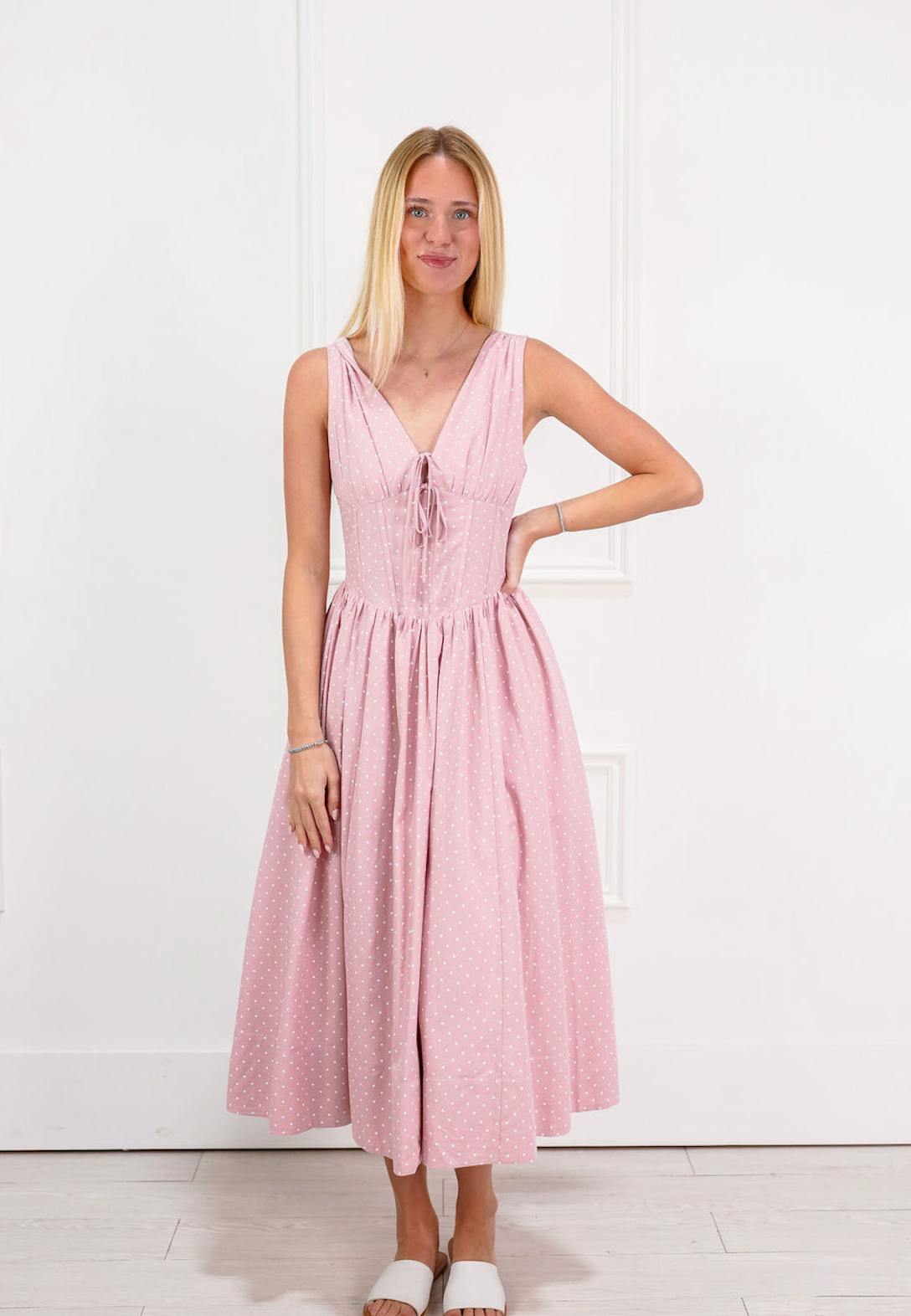 Shae Dottie Midi Dress Pink