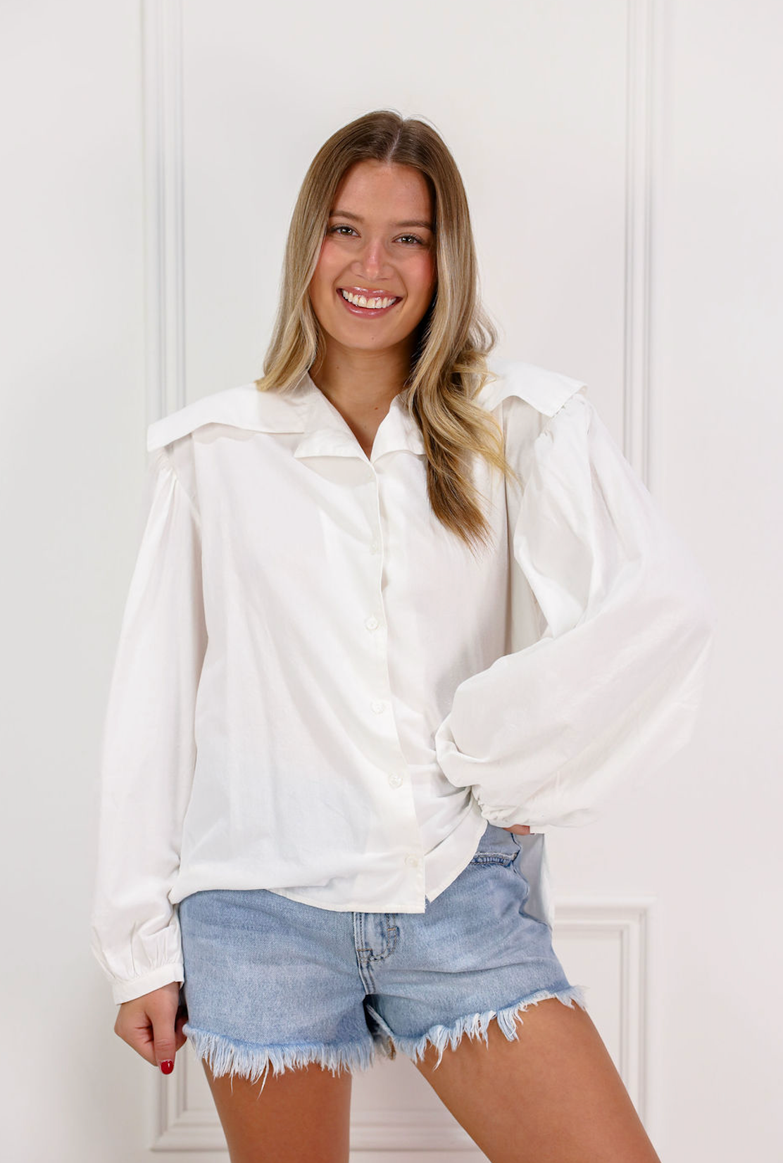 Finley Big Collar Blouse White