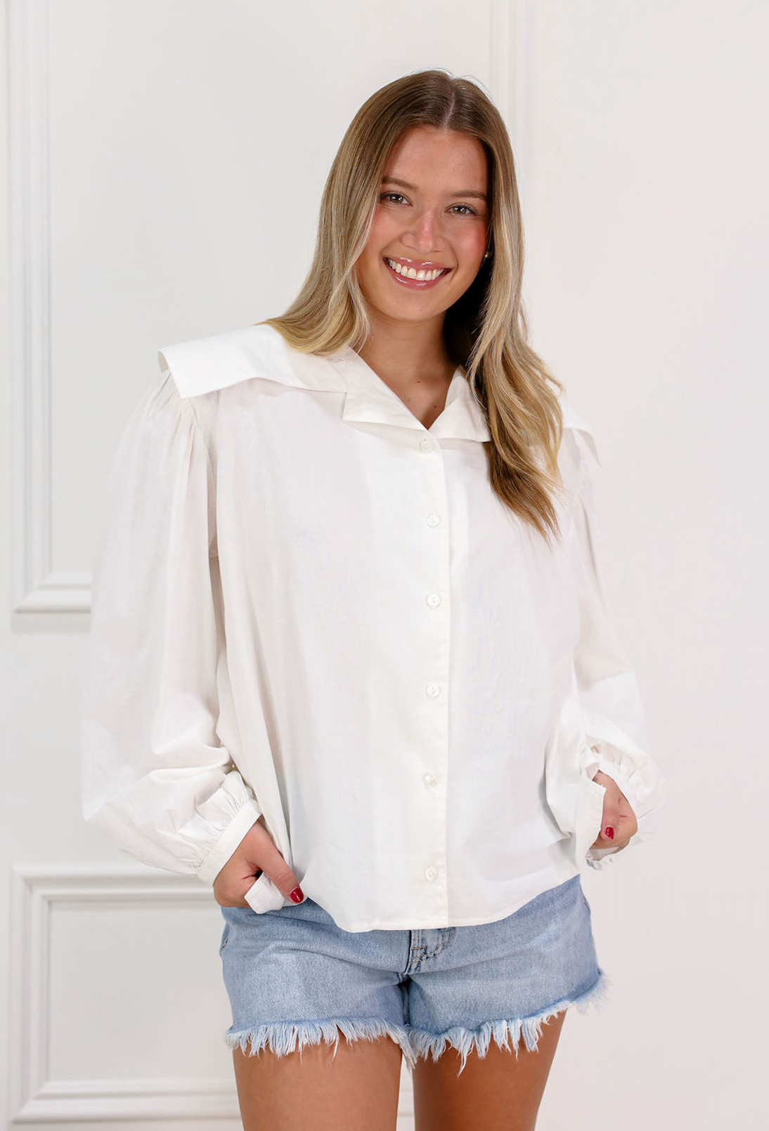 Finley Big Collar Blouse White