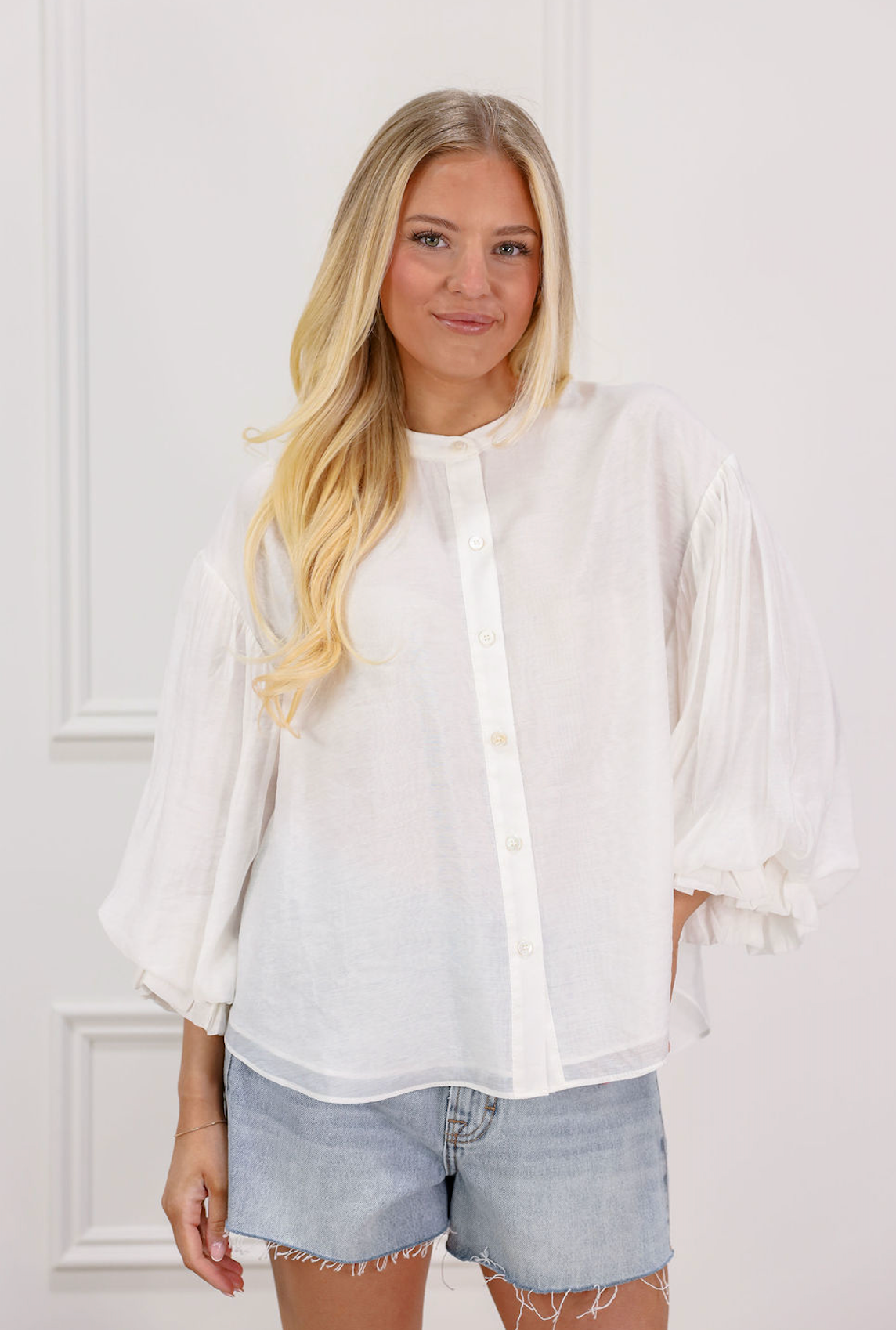 Puff Sleeve Button Down Blouse