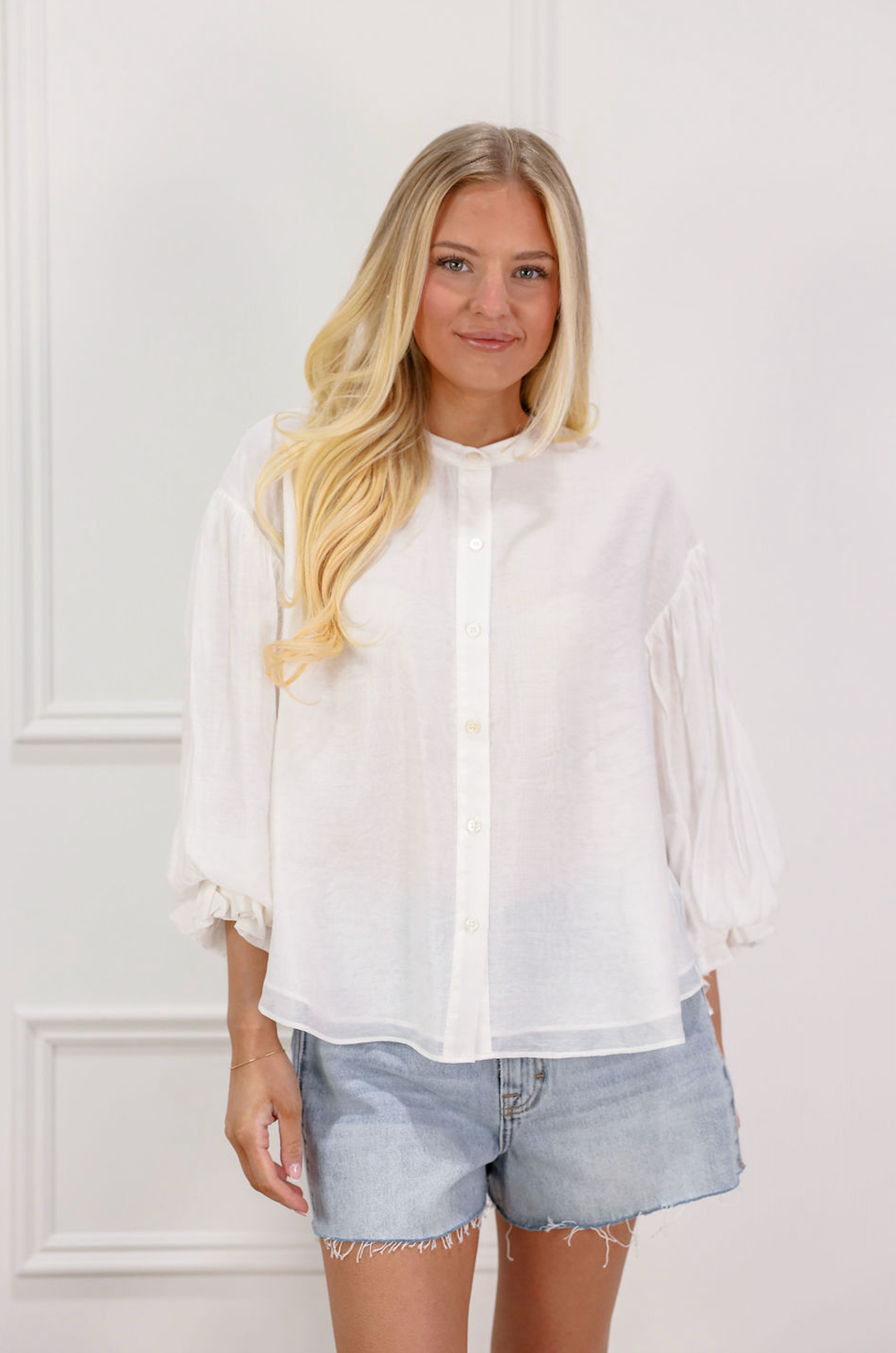Puff Sleeve Button Down Blouse