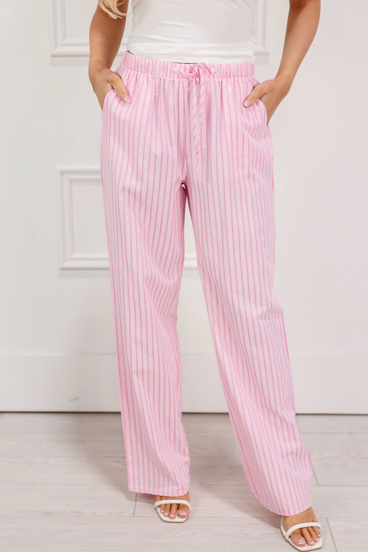 Seersucker Stripe Pants Pink