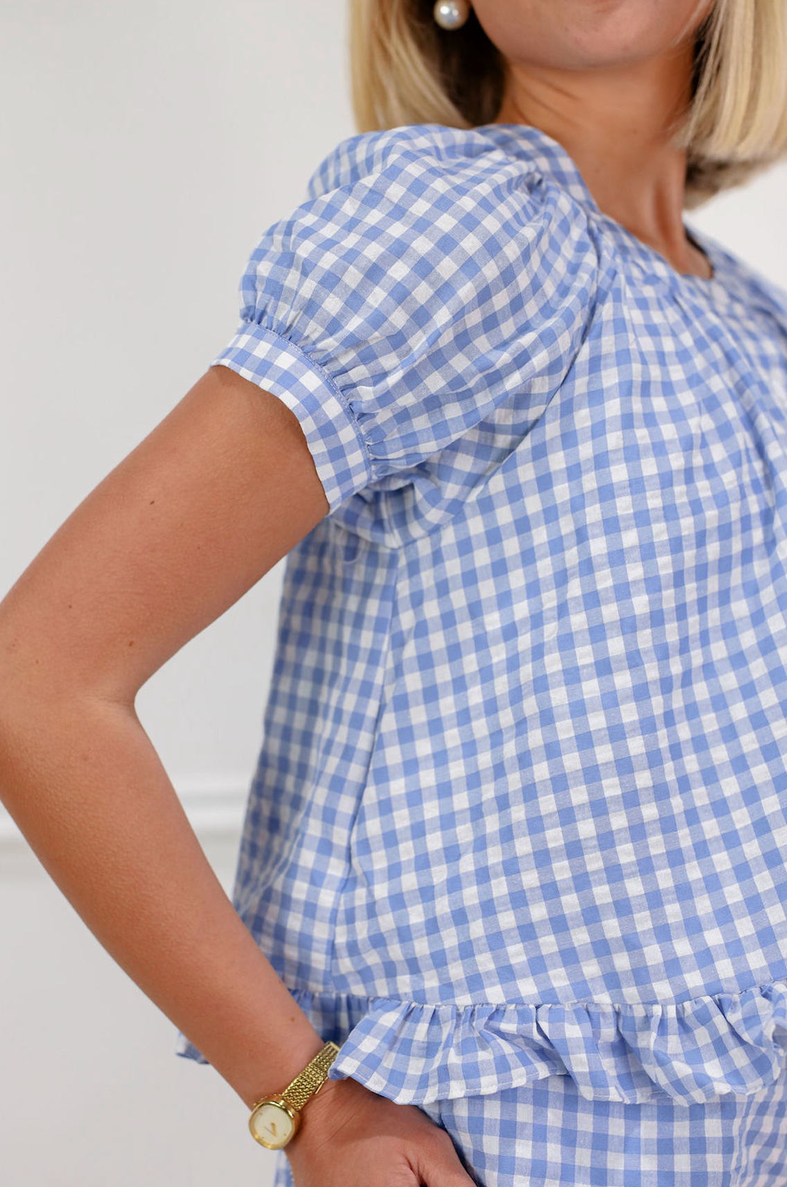 Gingham Top & Ruffle Shorts Set of 2