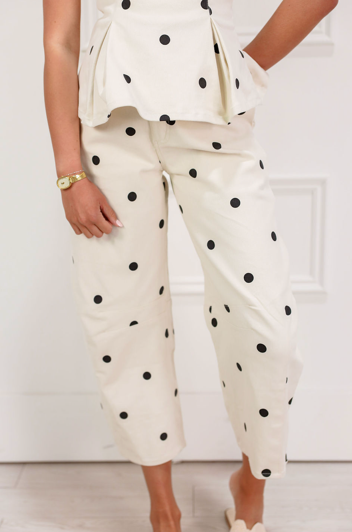 Polka Dot Peplum Top & Pants Set of 2