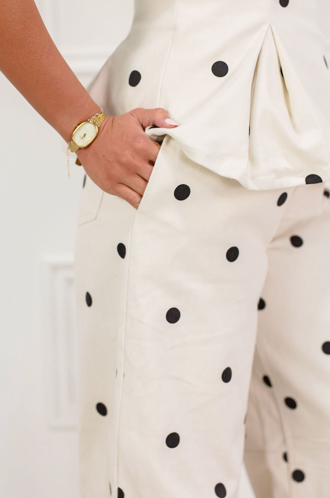 Polka Dot Peplum Top & Pants Set of 2