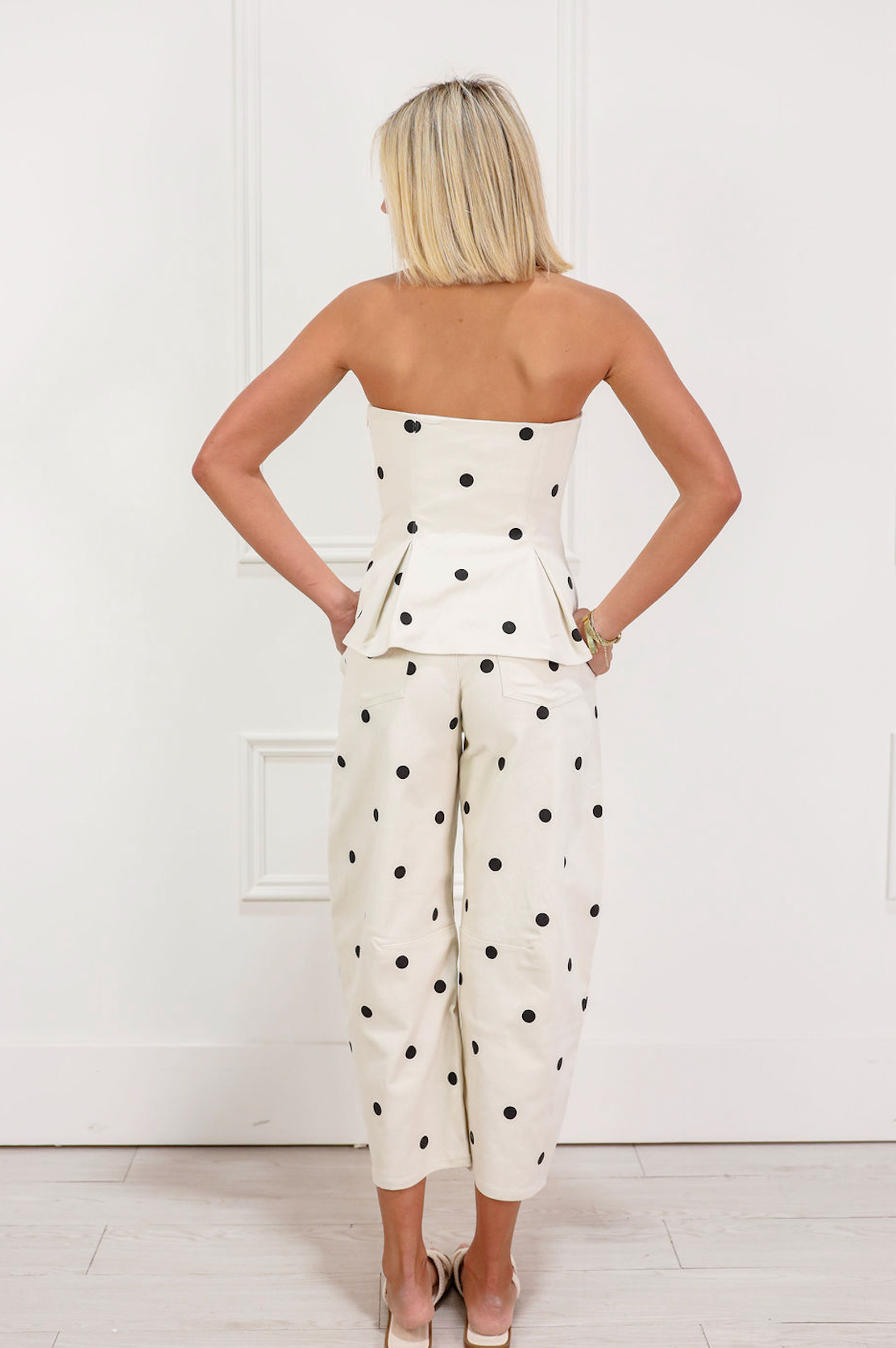 Polka Dot Peplum Top & Pants Set of 2