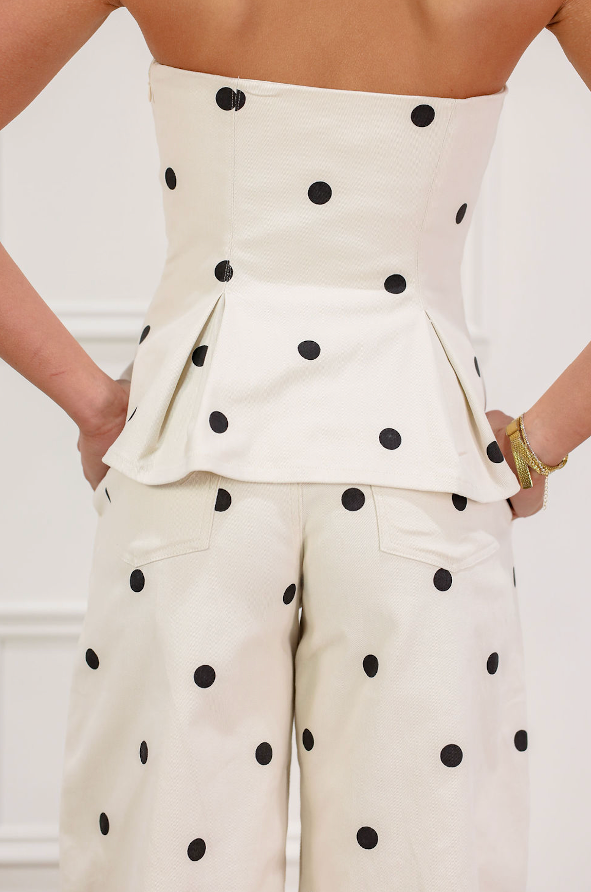 Polka Dot Peplum Top & Pants Set of 2