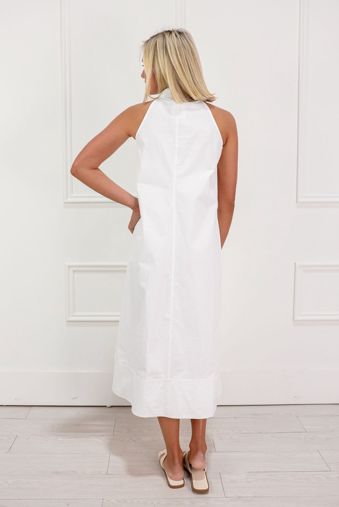 Collared Midi Dress White