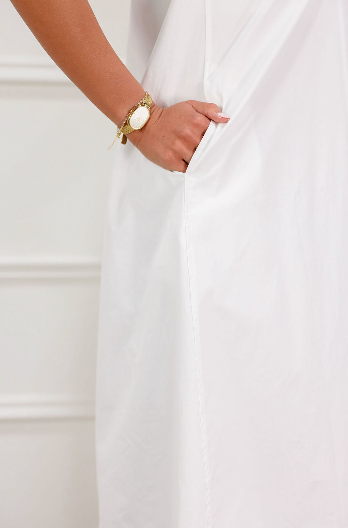 Collared Midi Dress White