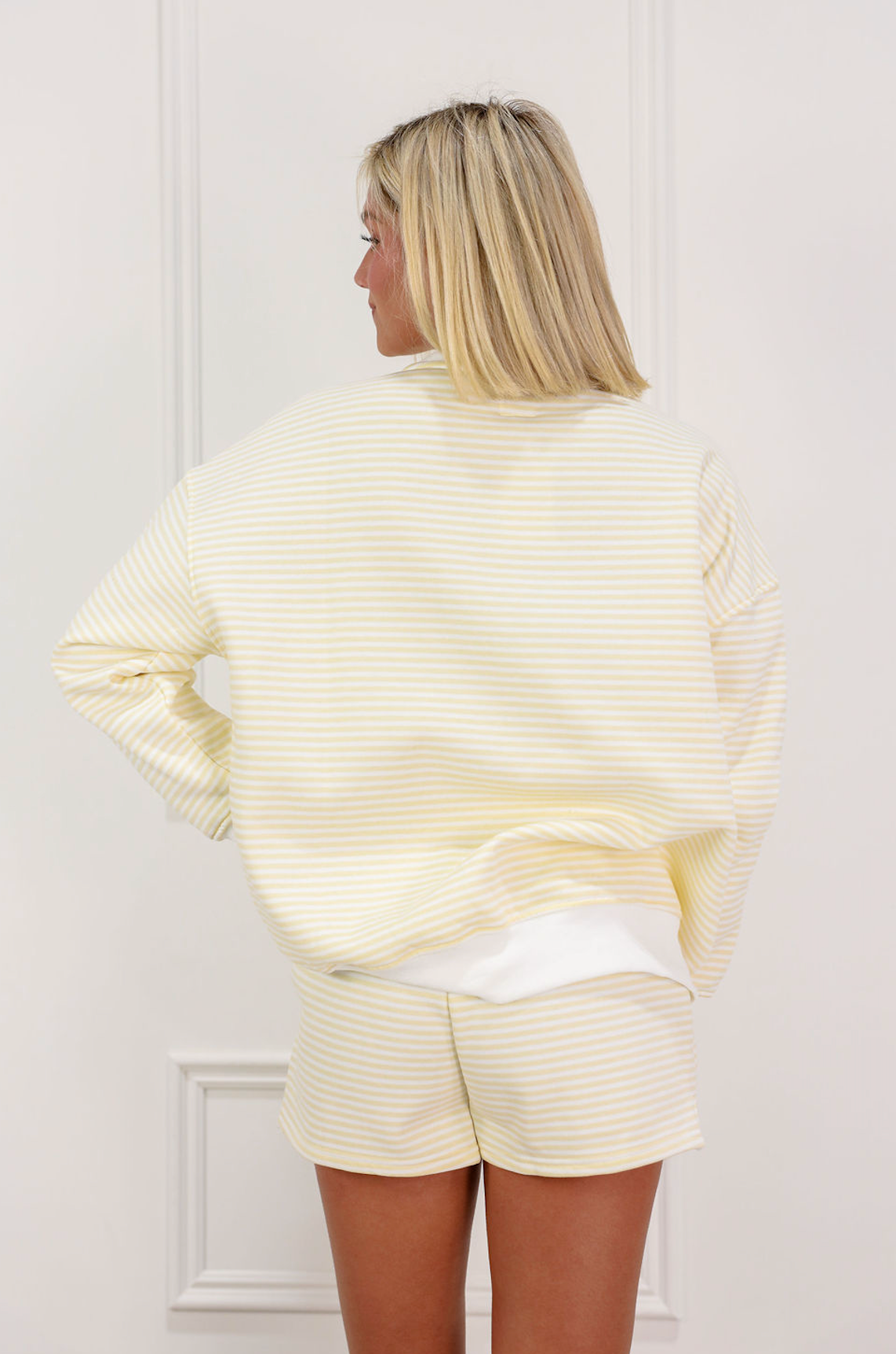 Yellow/White Stripe Mock Neck Pullover
