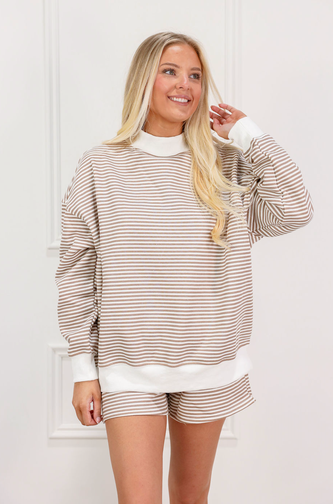 Brown/White Stripe Sweatshorts