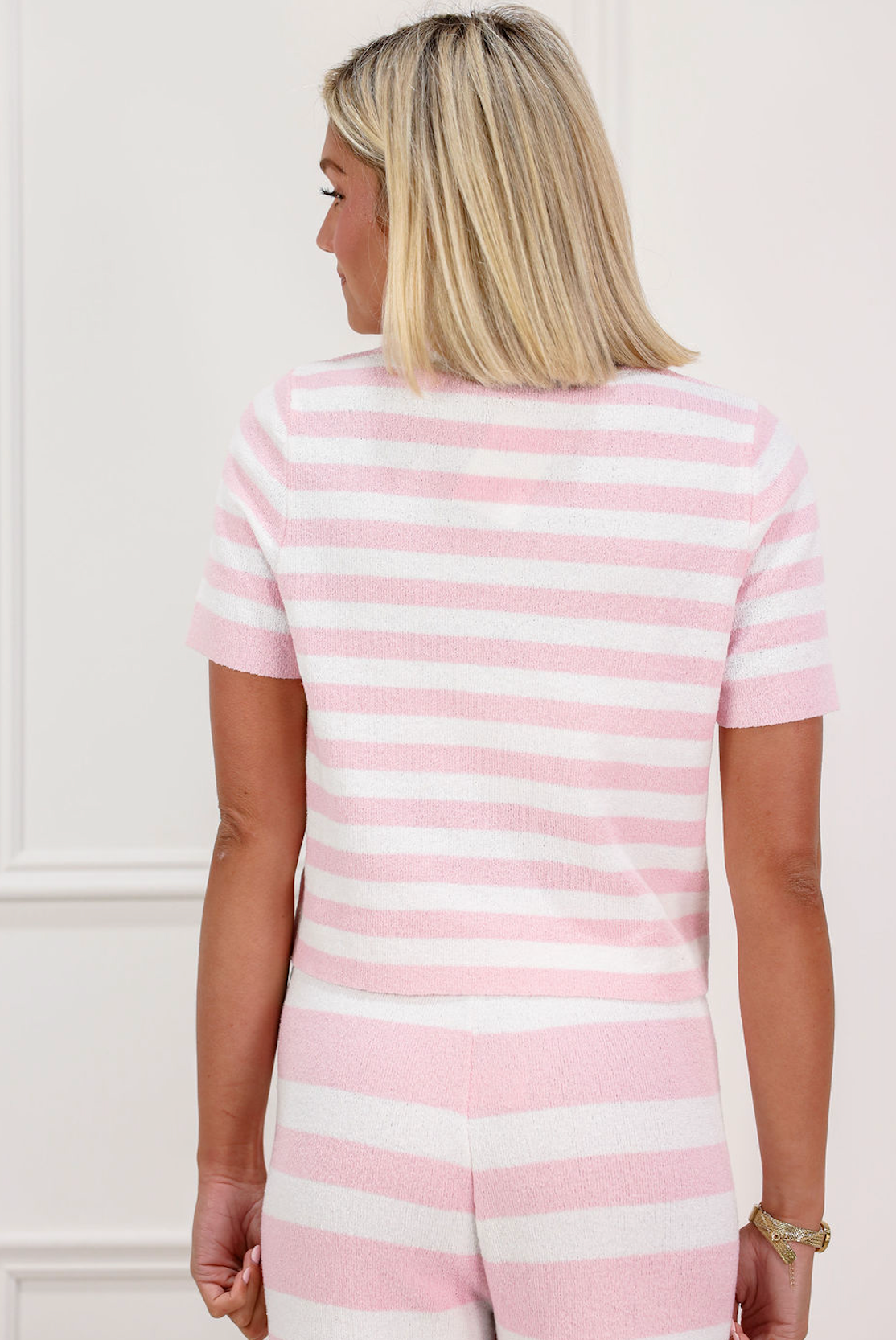 Eli Stripe Knit Top & Pants Set of 2 Pink