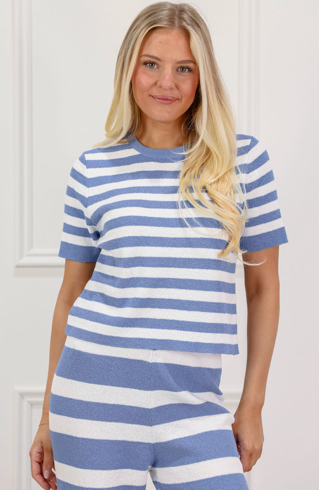 Eli Stripe Knit Top & Pants Set of 2 Blue