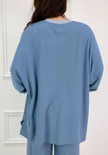Brushed Soft Oversize Top Blue