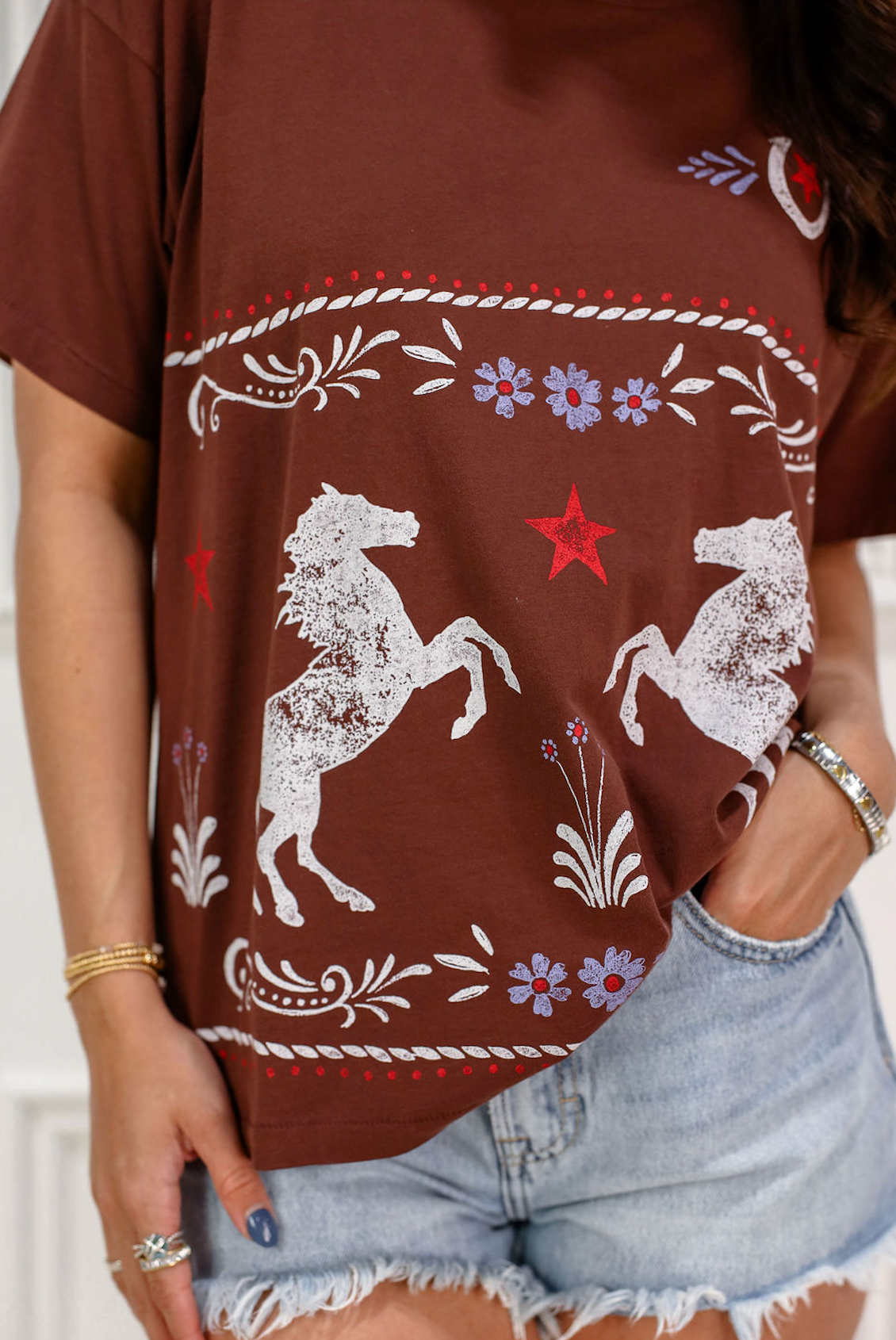 Floral Horse Pattern T-Shirt