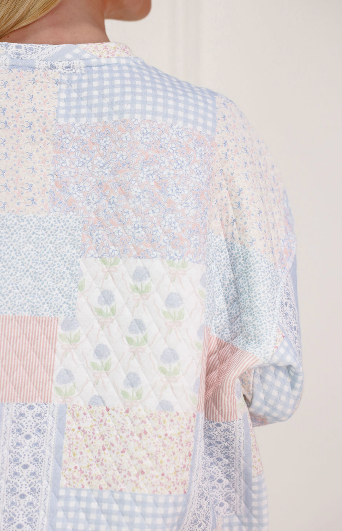 Shades of Blue Patchwork Mock Crew