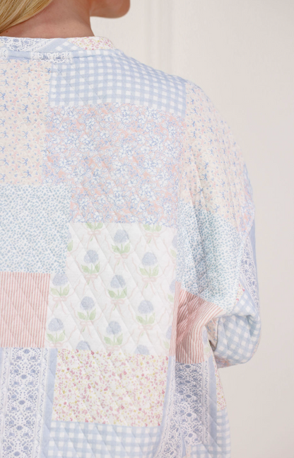 Shades of Blue Patchwork Mock Crew - Clothe Boutique