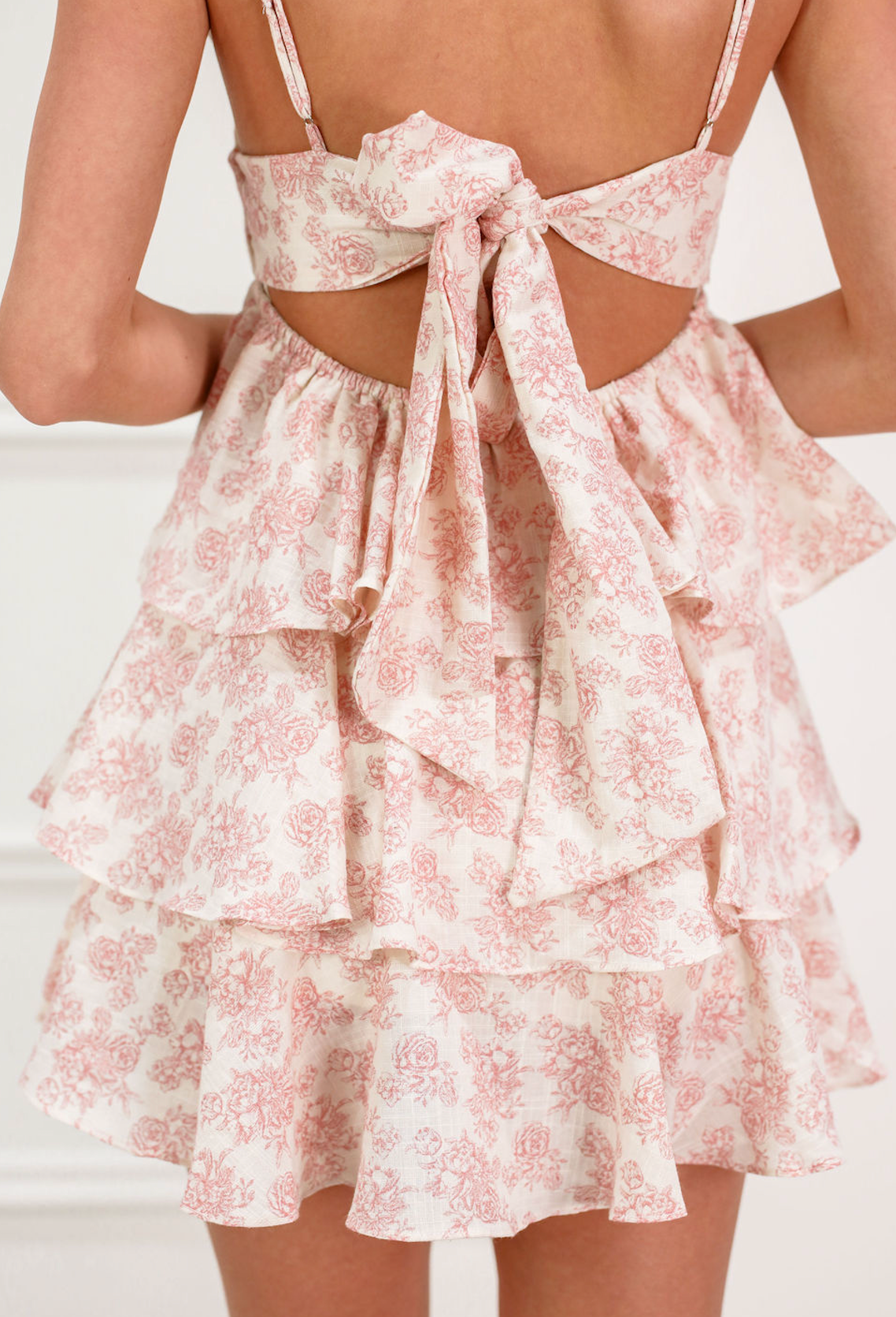 Nia Floral Tiered Romper Pink - Clothe Boutique