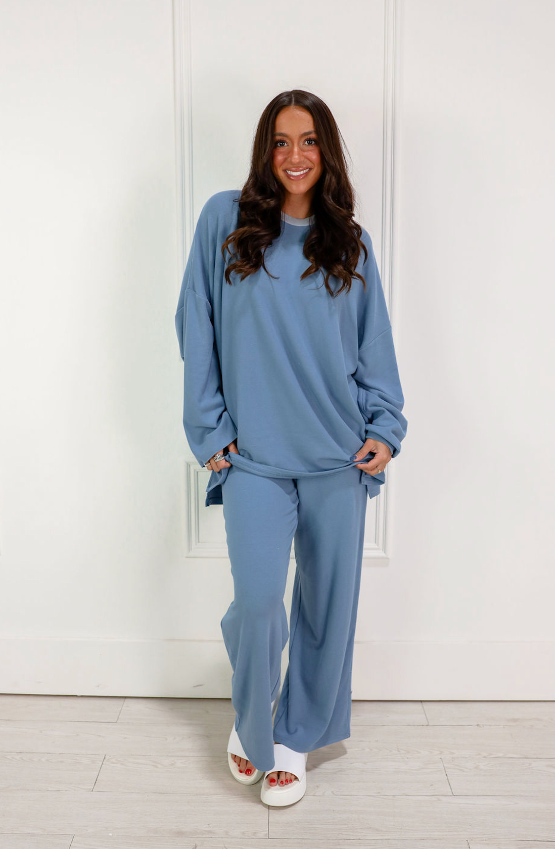 Brushed Soft Oversize Top Blue