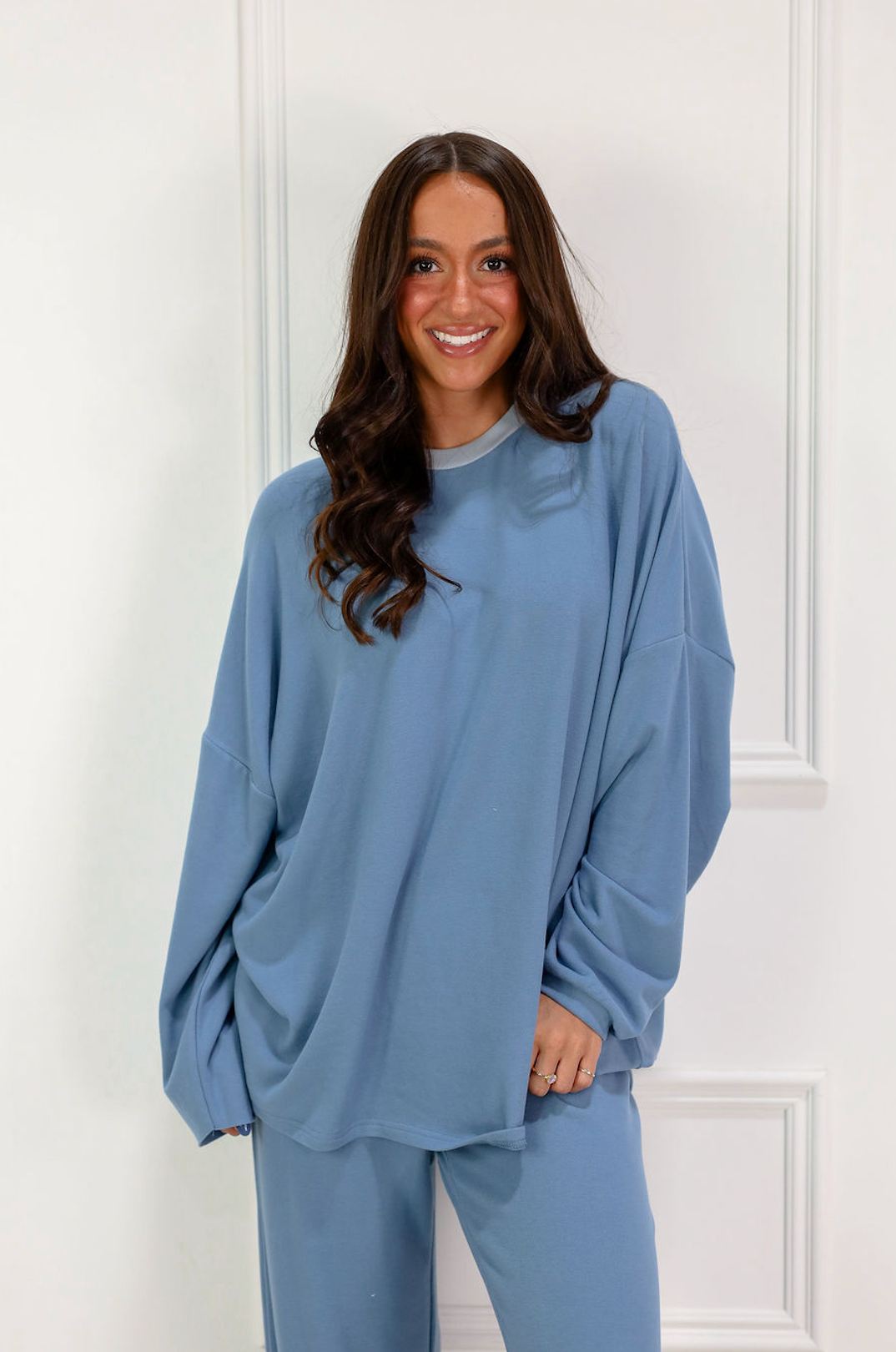 Brushed Soft Oversize Top Blue