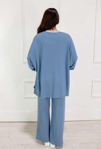 Brushed Soft Oversize Top Blue