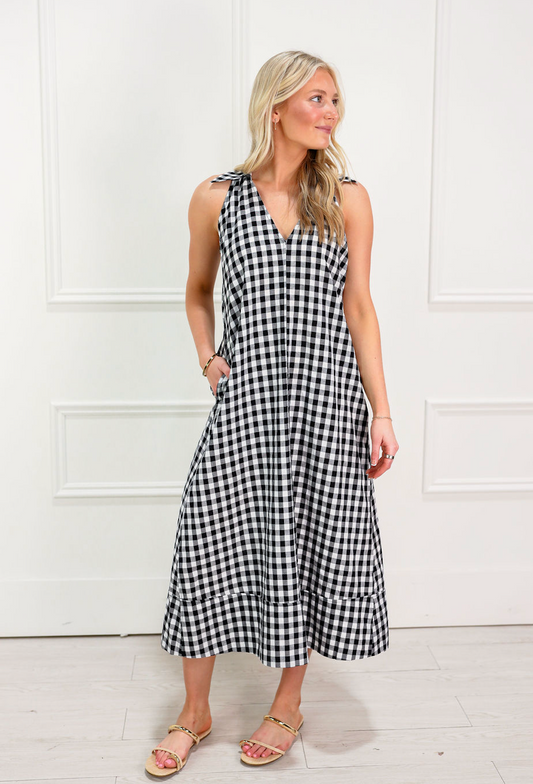Gingham Check Collared Dress