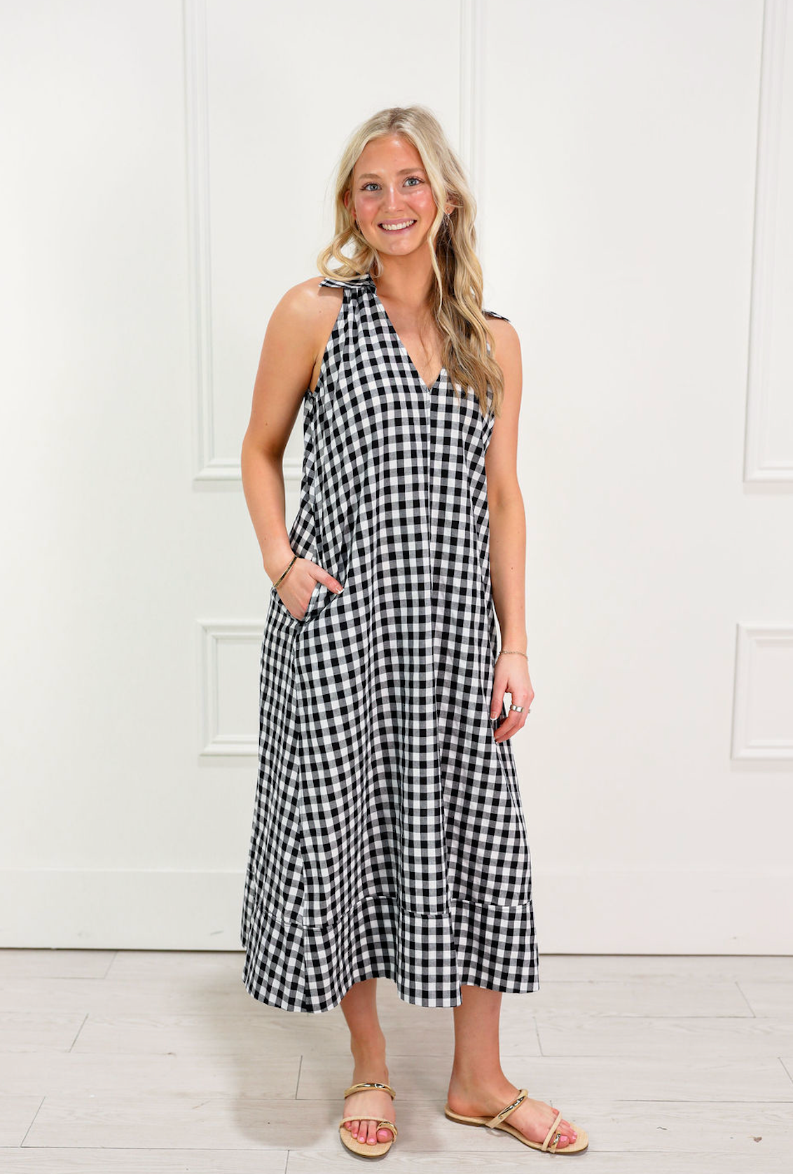 Gingham Check Collared Dress
