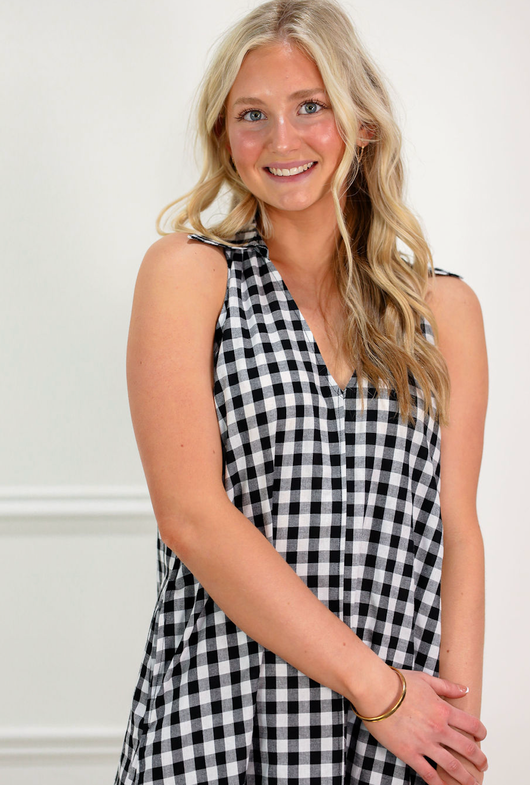 Gingham Check Collared Dress