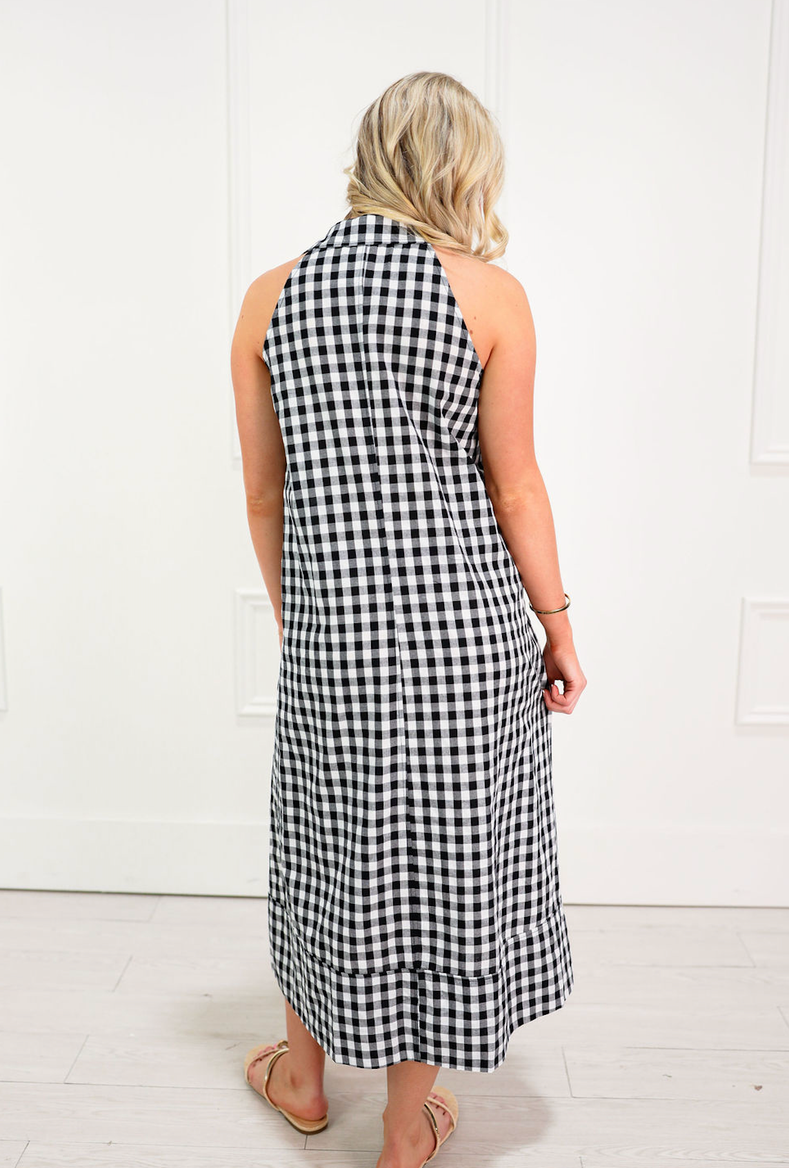 Gingham Check Collared Dress