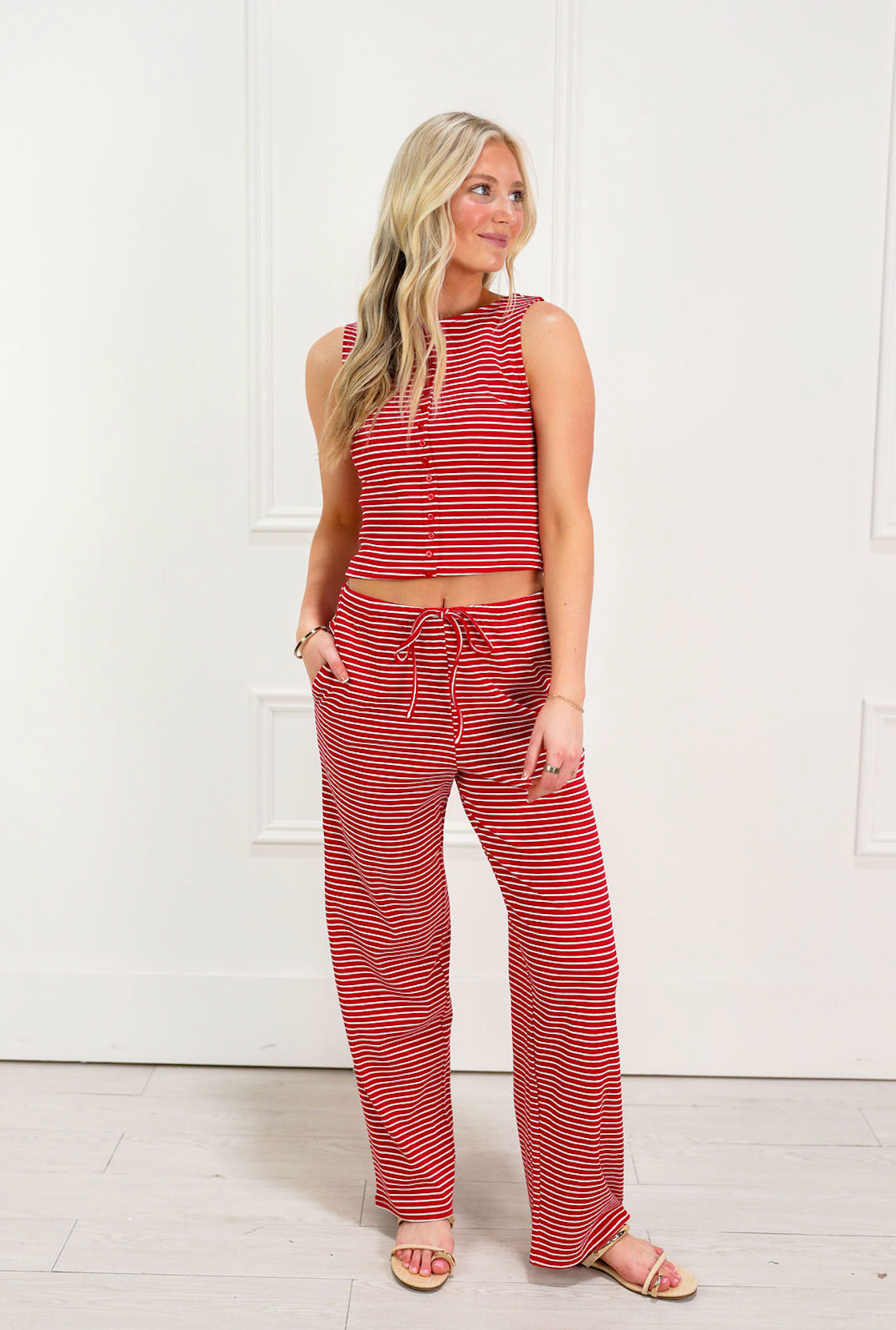Red Stripe Tank & Pants Set of 2