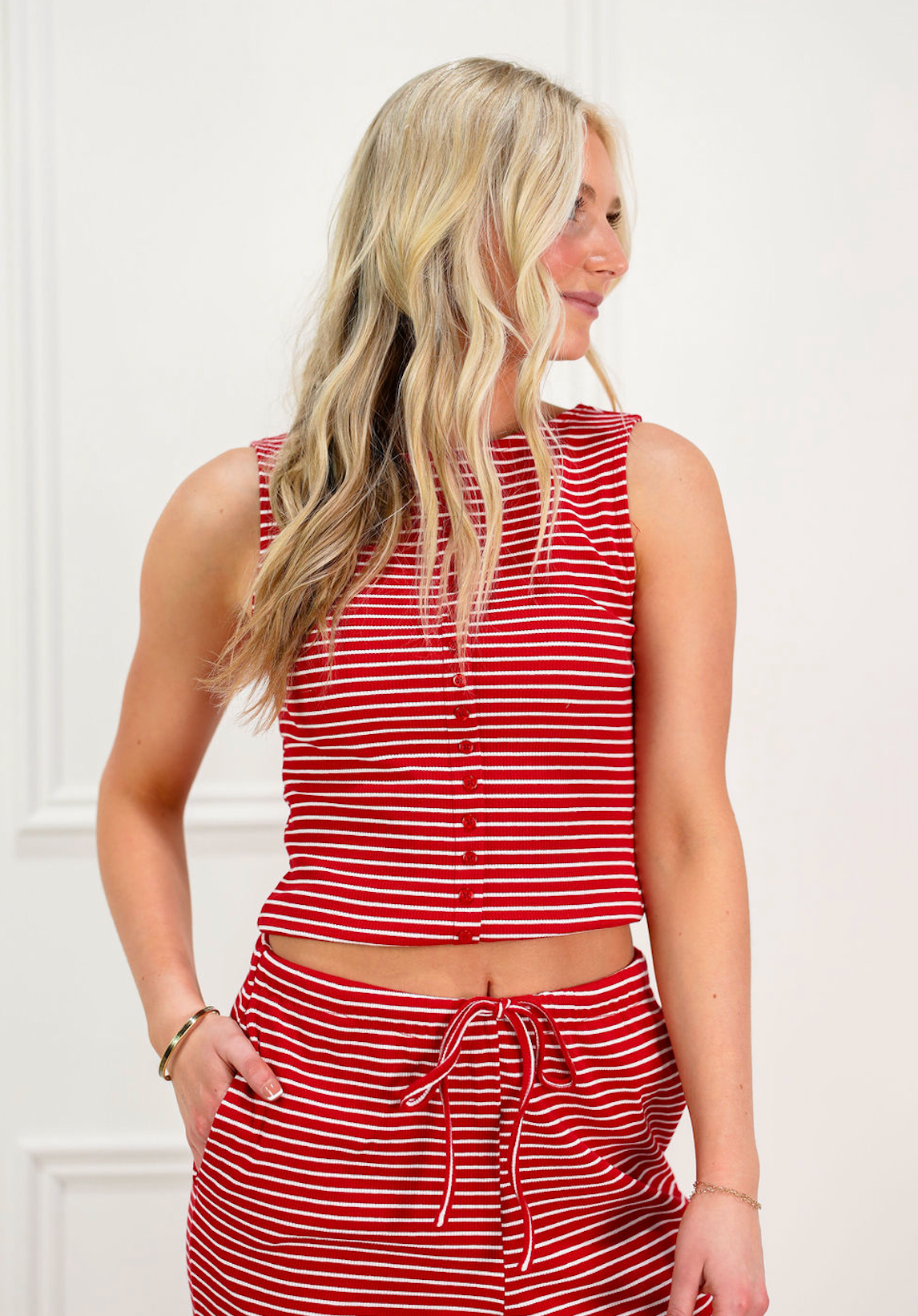 Red Stripe Tank & Pants Set of 2