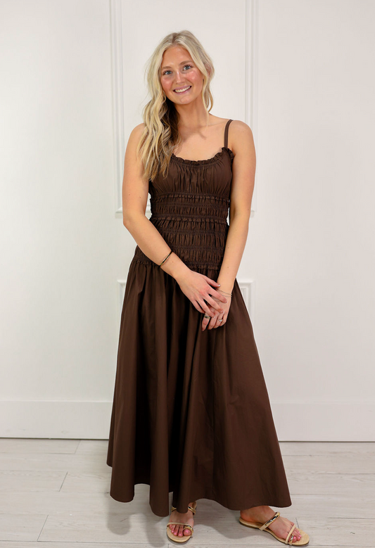 Coffee Bean Smocked Dress