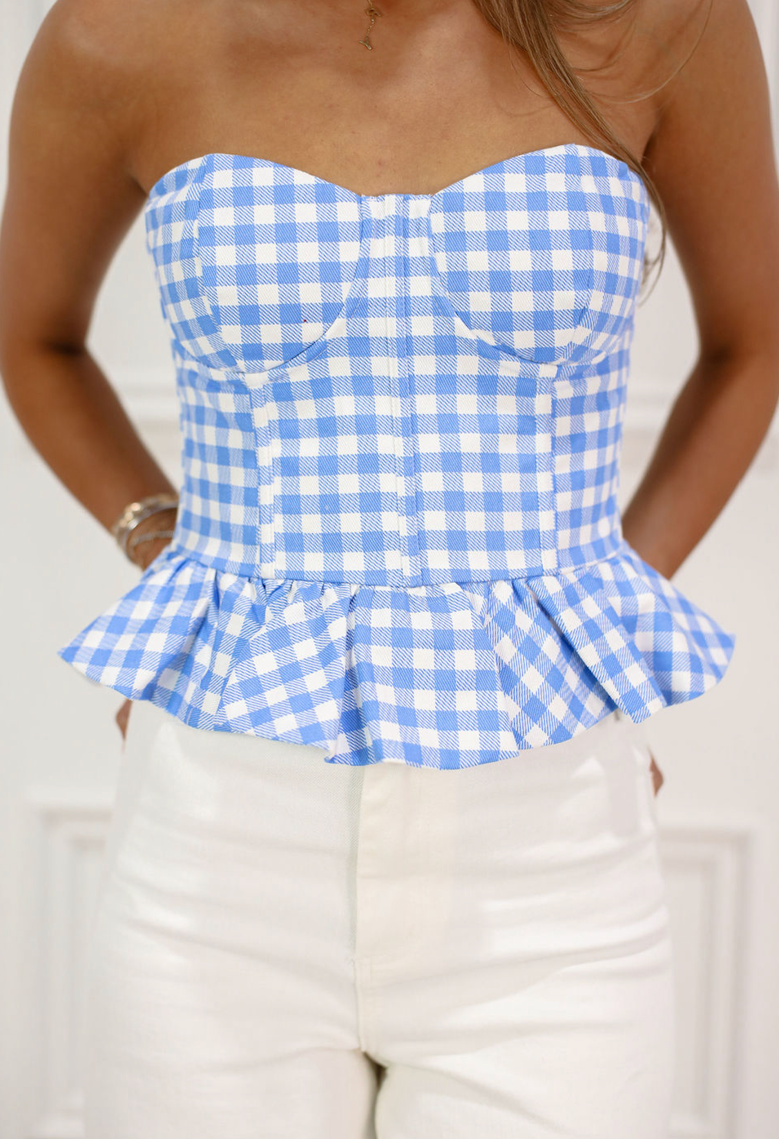 Gingham Corset Peplum Top – Clothe Boutique Gingham Corset Peplum Top – Clothe Boutique