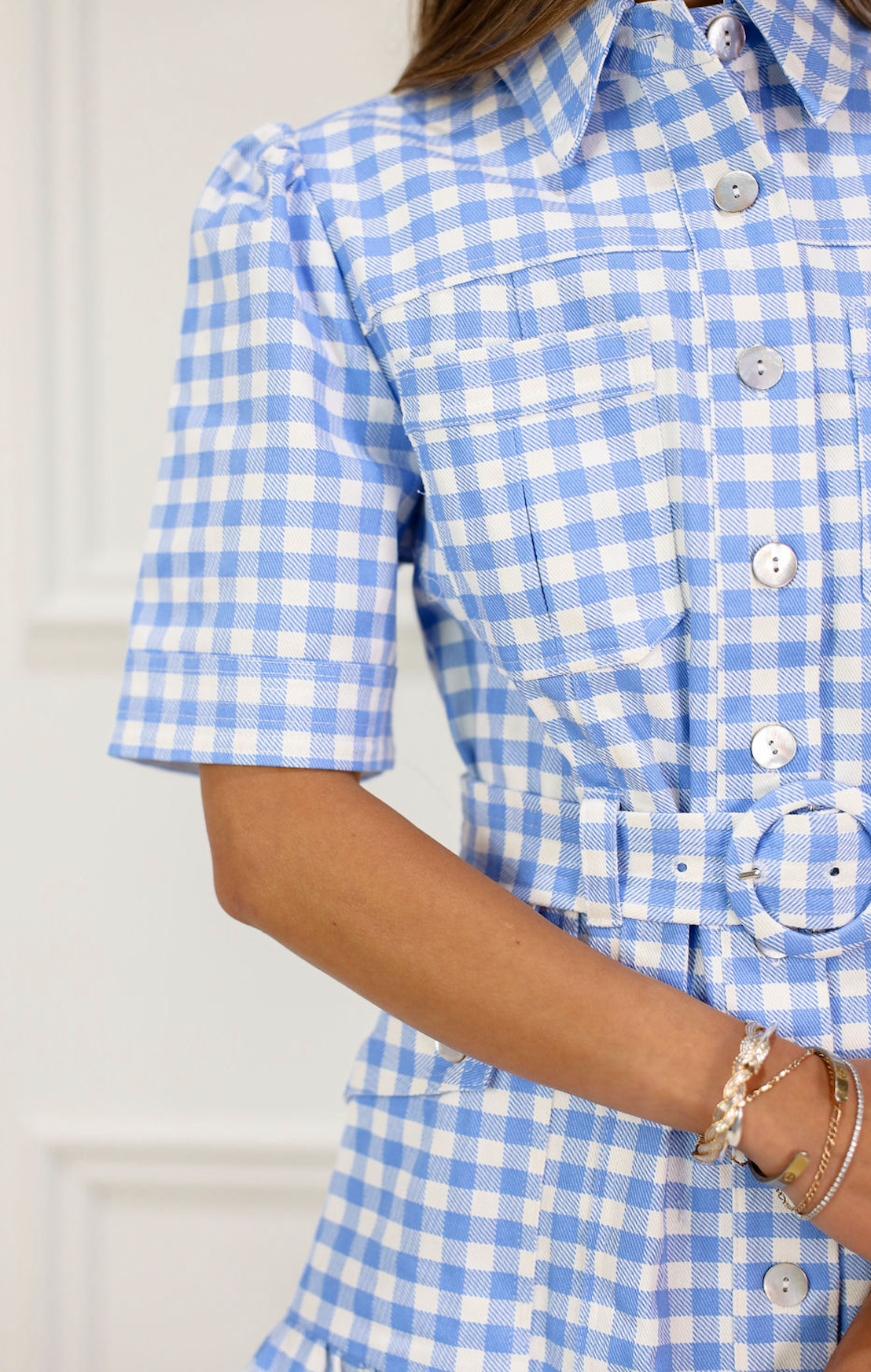 Gingham Belted Shirt Dress