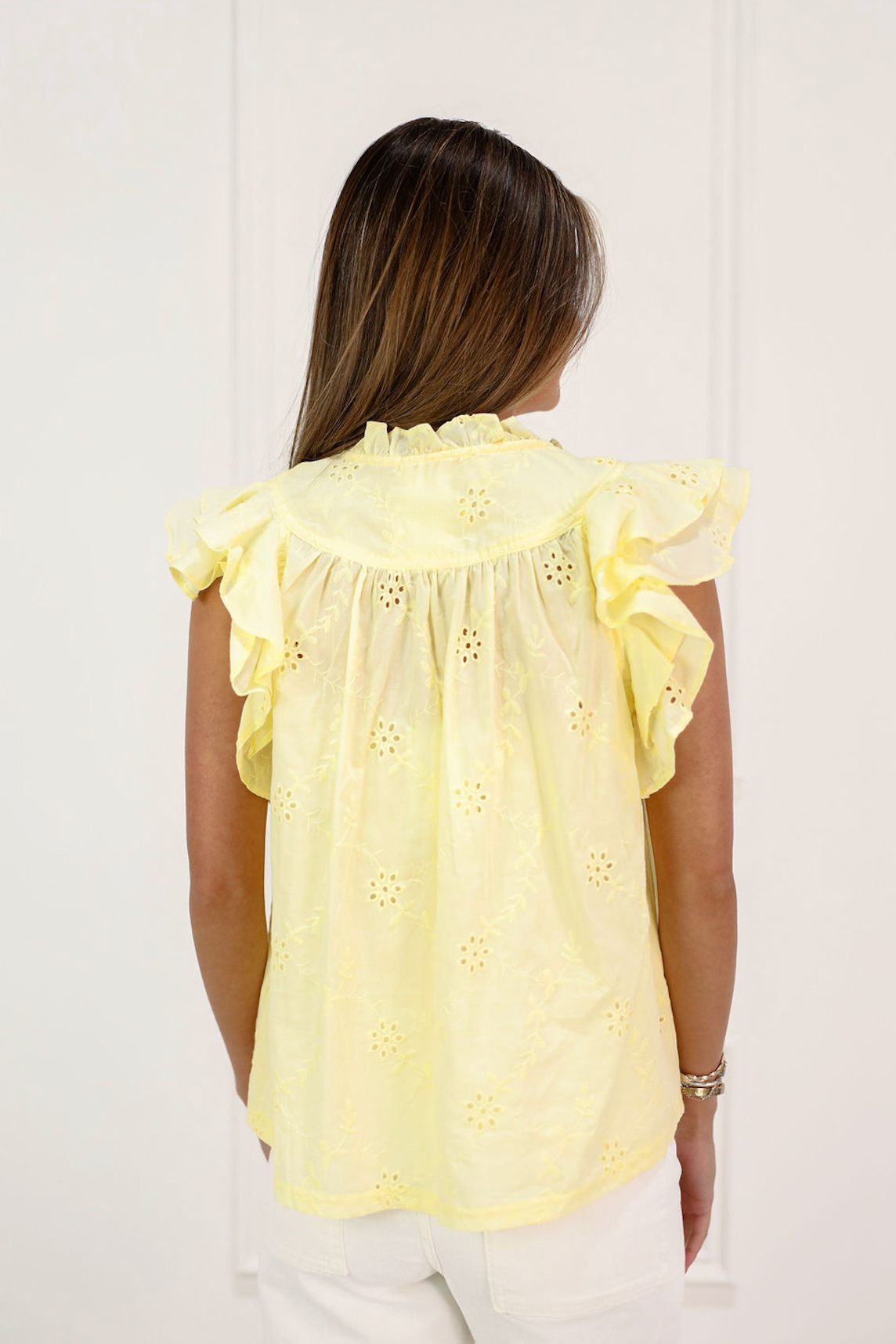 Eyelet Flutter Top Butter