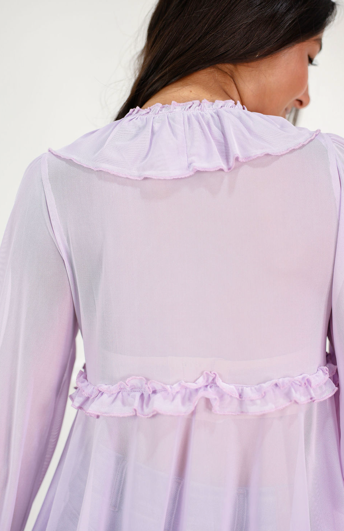 Mesh Lavender Ruffle Blouse
