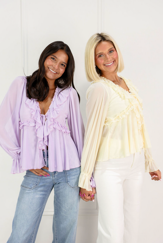Mesh Butter Ruffle Blouse