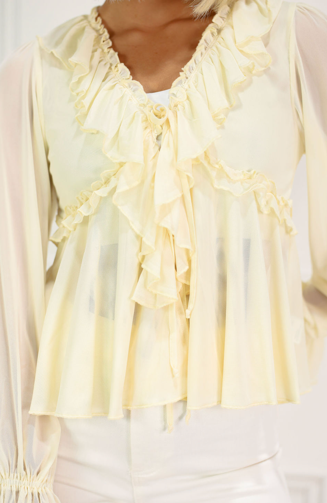Mesh Butter Ruffle Blouse