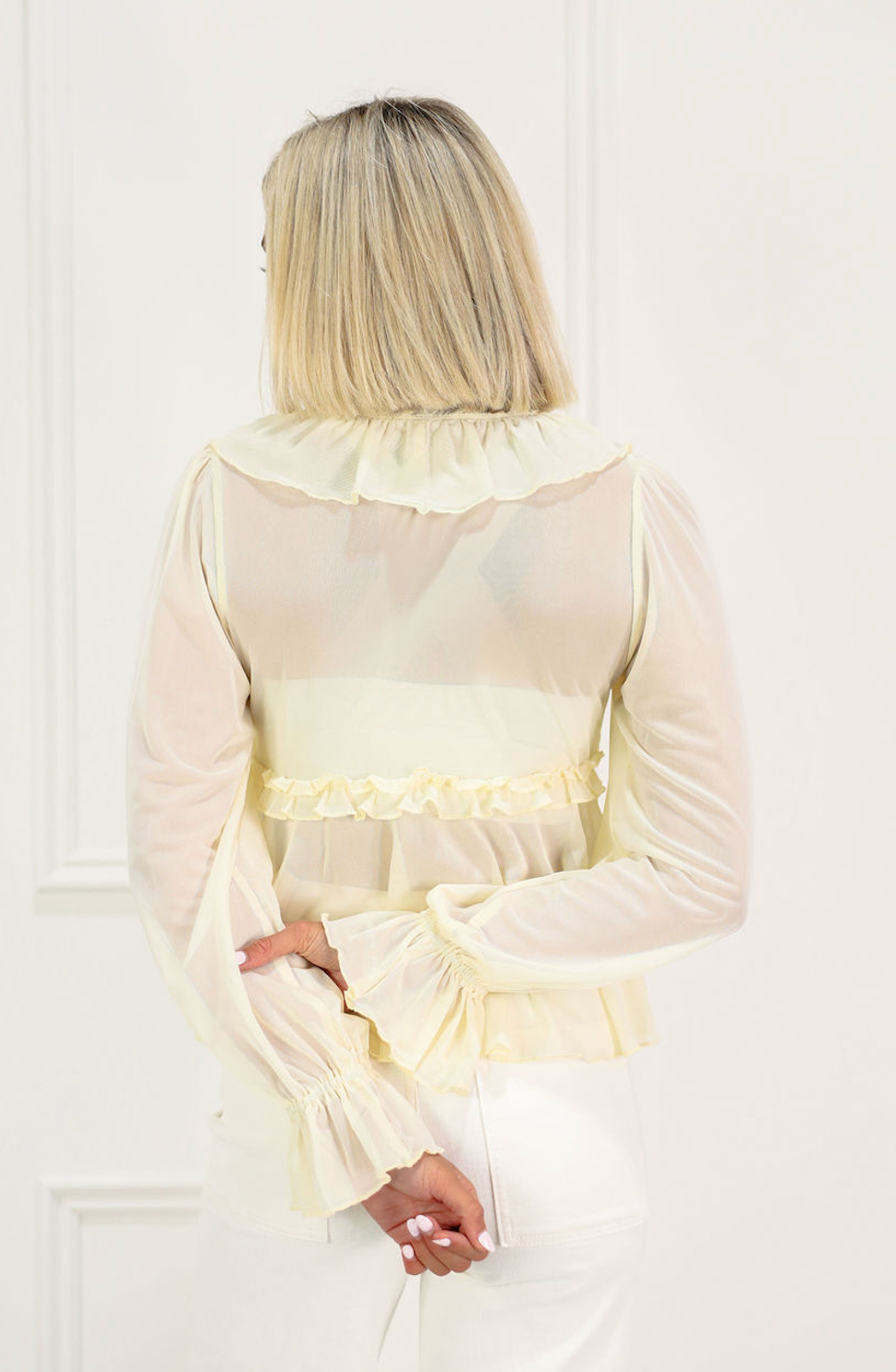 Mesh Butter Ruffle Blouse
