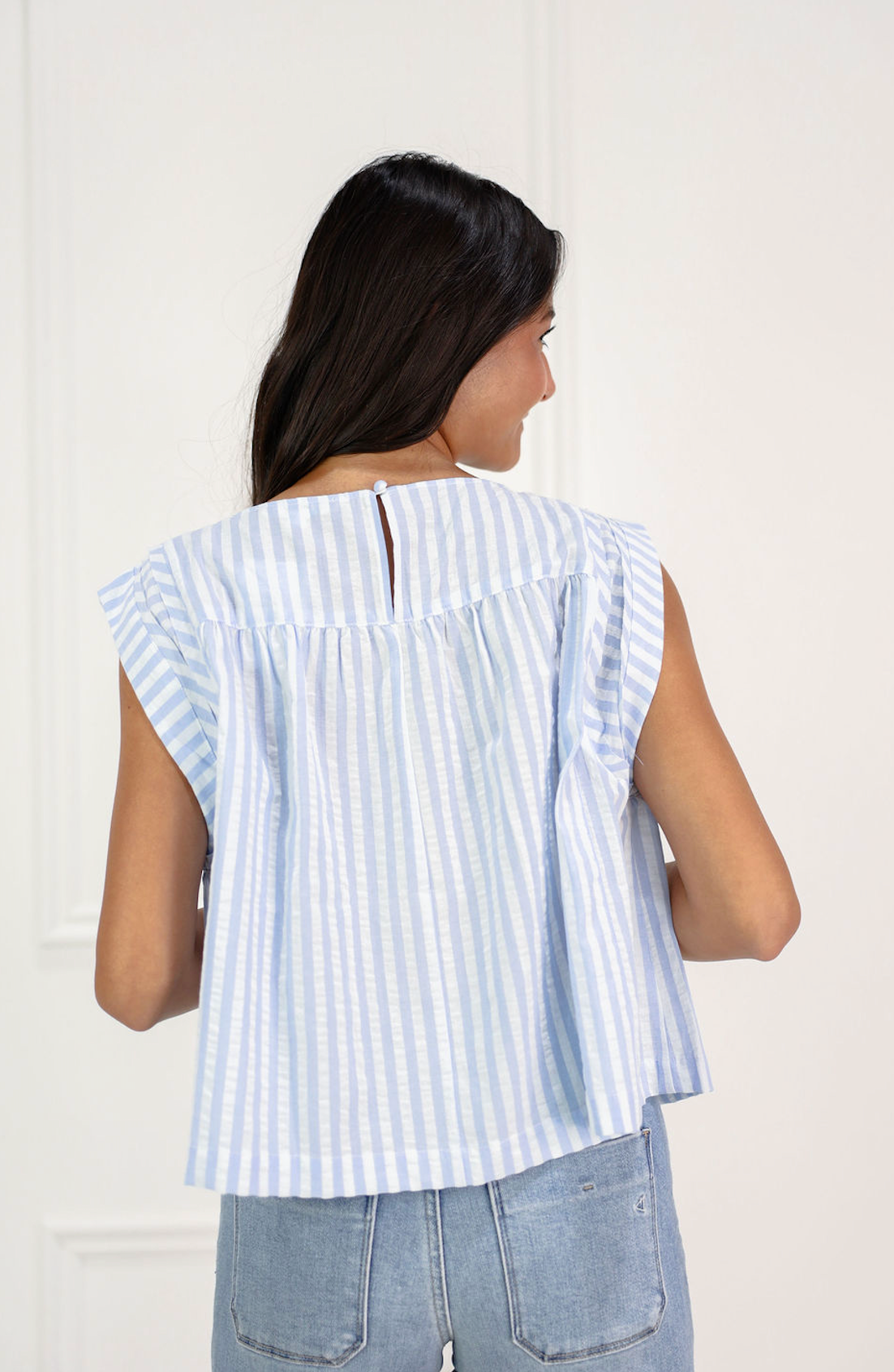 Cait Stripe Top Blue