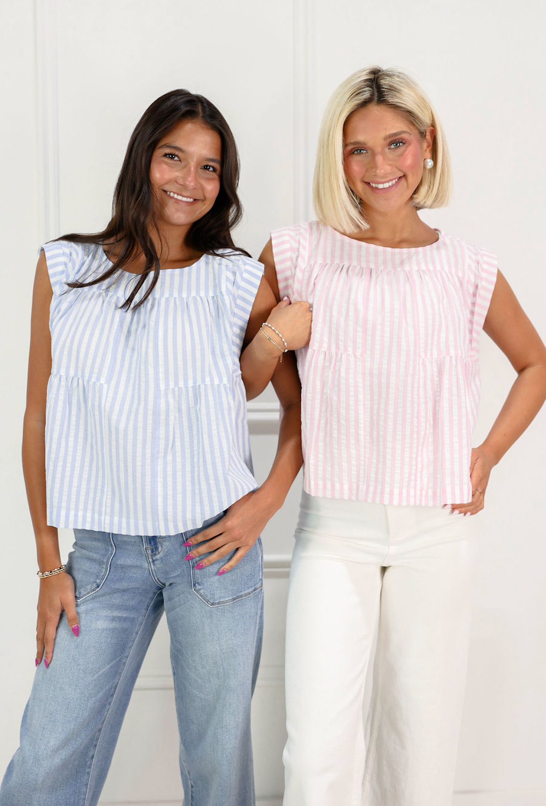 Cait Stripe Top Blue