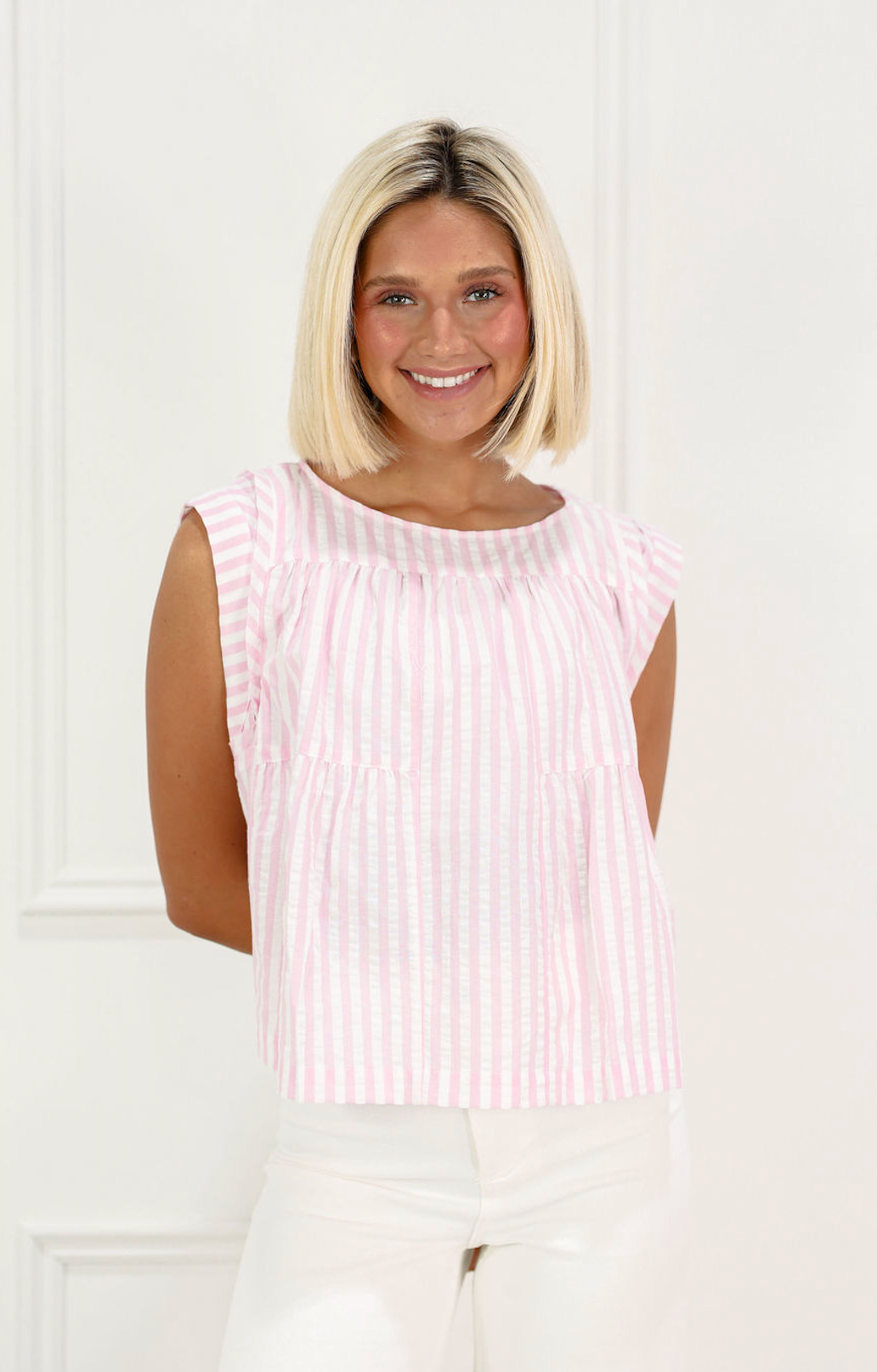 Cait Stripe Top Pink