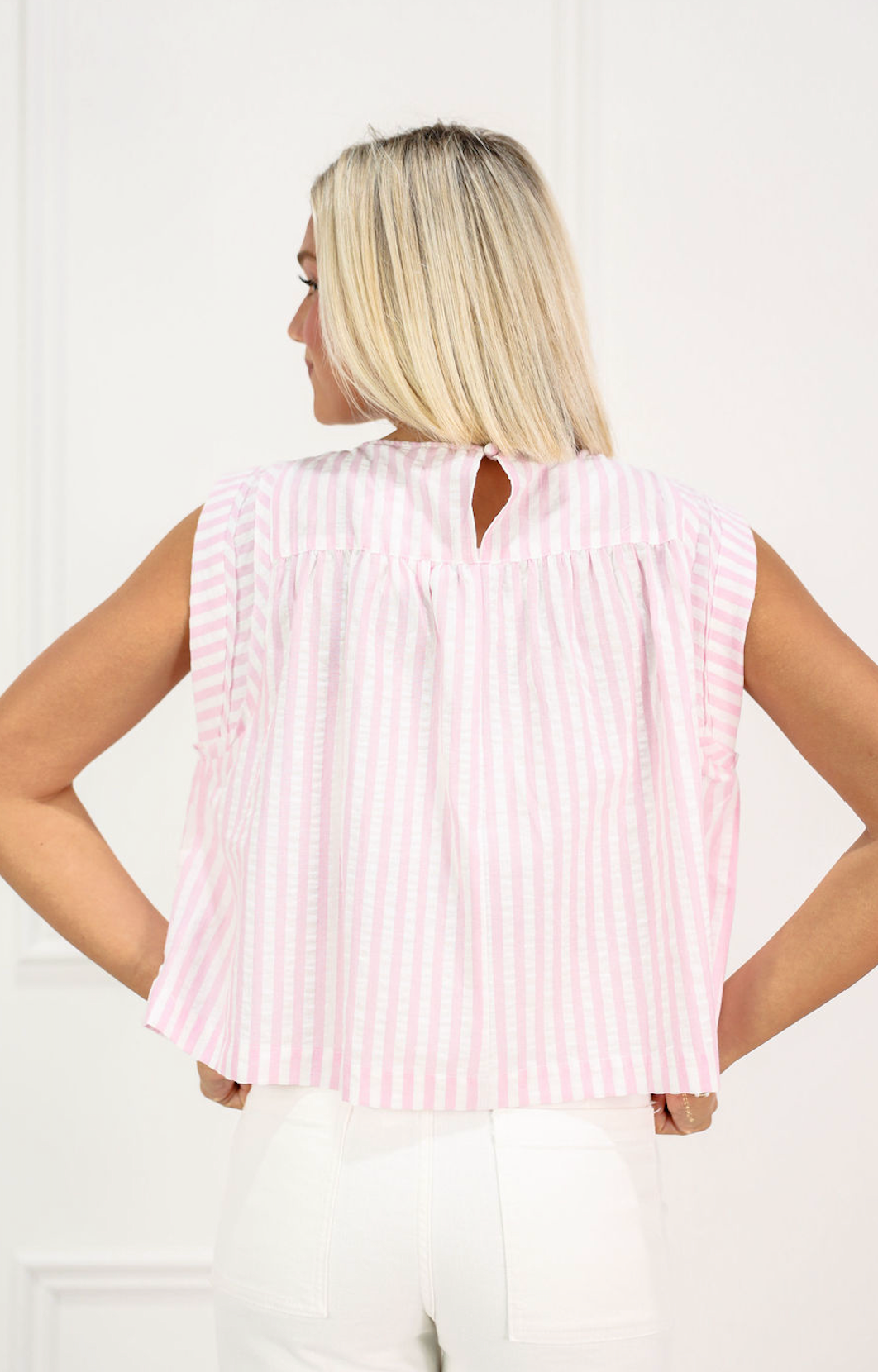Cait Stripe Top Pink